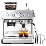 Havato Espresso Machine with Grinder, 20 Bar Espresso Maker with Milk Frother, PID Temperature Control, 30 Grind Settings, Removable Water Tank, Stainless Steel Coffee Machine for Cappuccino, Latte