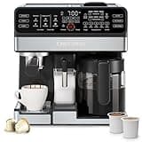 Chefman Coffee Maker Espresso Machine Combo, OmniBrew 8-in-1 Coffee Station with Automatic Milk Frother for Lattes, Cappuccinos, Macchiatos, 12-Cup Carafe and 3L Removable Water Tank - Black