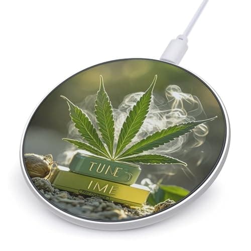 Weed Marijuana Wireless Charger with Aluminum Alloy Frame Qi Certified Fast Wireless Charging Pad 10W Charging Station Portable Phone Charger for All Wireless Charging Phone