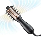TYMO 2.0 Hair Blow Dryer Brush - Blowout Hot Air Brush, One Step Volumizer, Upgraded 2 Inch Oval Barrel Roller Curling Styler, 3X Faster Drying, 0.6 lb Lightweight, Straightener Curling in One, Black
