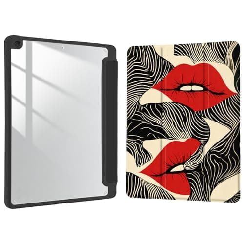 Joyland Red Lips Case for iPad 10th Generation Case 10.9 inch 2022/iPad (A16) 11th Gen 11 Inch 2025,Built-in Pencil Holder with Shockproof Cover Transparent Back Shell Auto Wake/Sleep