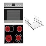 Bauknecht Heko 500 Pyro - Cooker Combination / Built-in Cooker with Display and Pyrolysis (65 L) / Glass Ceramic Hob (60 cm) / 4 Cooking Zones, Including 1 Roasting Dish Dual Circuit Cooking Zone and