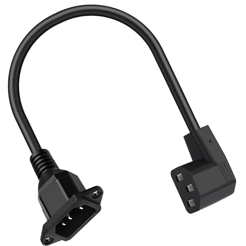 GIASYIEH 90 Degree C13 to C14 Panel Mount Power Cable, C13 Female to C14 Male PDU Power Supply Extension Cord C14 to C13 Power Plug Converter Adapter for Monitors Computers, 1.3FT