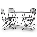 KGHFDVB 5 Piece Foldable Patio Dining Set with Expanded Metal Mesh and E-Coating Finish for Outdoor Use