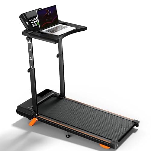 Advzon Foldable Treadmills for Home, Quiet Treadmill with 10% Incline, Walking Pad Treadmill with Desk, 350lbs Weight Capacity Walking or Running for Home Office (Orange/Black)