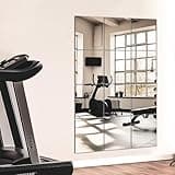 TRAHOME Home Gym Mirror Tiles for Wall, 14"x12"x12PCS Full Length Home Gym Workout Mirror for Garage, Bedroom, Living Room, Over The Door