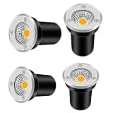 FDWXHZJL 4pcs LED Beam Spotlights - Outdoor 3W Round Floor Lamp, Underground Well Light/COB Mini Landscape Spotlight/IP67 Waterproof Landscapes Lighting Flood/Step Garden Light(Green,3W(85-265v))
