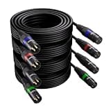 XLR to XLR Cables (1FT Each, 4 Pack), 3 Pin Male to Female Microphone Cable, Balanced Shielded Mic Cord, Color-Coded Rings, Gold-Plated Pins, 22AWG OFC, for Mixer, Speaker, Recording Studio, Podcast