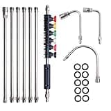 Xiny Tool Pressure Washer Extension Wand, 10 Pack Power Washer Lance with 6 Atomization Nozzle Tips,1 Gutter Cleaner Attachment Curved Rod, 1/4" Quick Connect, 4000 PSI