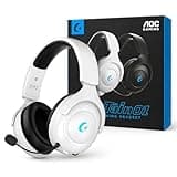 AOC Wireless Gaming Headset for PS5, 2.4GHz Gaming Headset with Mic, 45H Playtime, Immersive Surround Sound, Noise Cancelling Gaming Headphone for PS5, PC & Switch, Xbox with 3.5mm Cable - White