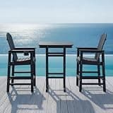 3-Piece Bar-Height Outdoor Dining Set, Square High Top Table + 2 Chairs