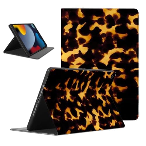 Brown Amber Tablet Case for Samsung Galaxy Tab A 2019 T510/T515 10.1'',Cool Tortoise Shell Print Trendy Design Cases for Boys Girls Women Stand Folio Case with Pencil Holder, Anti-Slip Anti-Shock