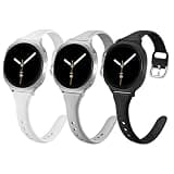 HAYONLIY 3 Pack Slim Band Compatible with Samsung Galaxy Watch 8 40mm 44mm/Galaxy Watch 8 Classic 46mm,Thin Soft Silicone Strap for Women Men