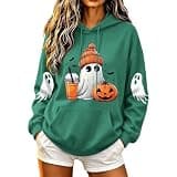VXRDJU Halloween Sweatshirts for Women Cute Ghost Pumpkin Graphic Hoodies Trendy Pullover Holiday Tops Fall Fashion 2026