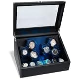 JuviPerpric Watch Winder 6 Automatic Watches with 6 Watches Storages, Automatic Watch Winder with Blue Backlight and Foam Pad, 4 Rotation Modes Rotating Watch Box