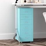 Metal File Storage Cabinet, Vertical Rolling File Cabinet, Multi Drawer Large Capacity Narrow Bedside Desk Cabinet, Under Desk Metal Locker Cabinet for Home Office Study
