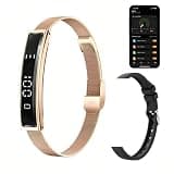 ZBNMY Health Smart Bracelet,Fitness Tracker with Heart Rate, Sleep Monitoring, Blood Oxygen, Step Counting for iOS and Android, No Subscription Fee, Waterproof(Gold)