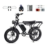 TONNERREY Electric Bike for Adults, 1500W Peak Moped Style Ebike, 52V 15AH Removable Battery, 80 Mile Max Range, 20'' Fat Tire Dual Seat Electric Bicycle