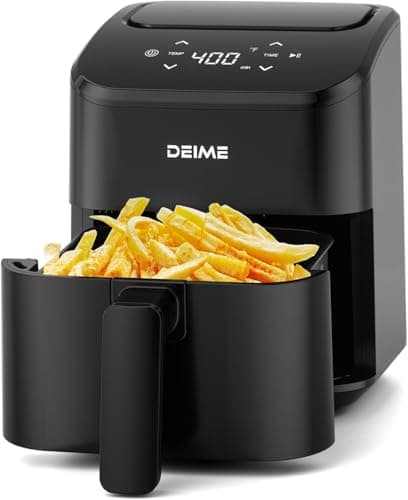 DEIME Air Fryer 2.5L, Small Airfryer Digital Space Saving Compact, Bake, Reheat, Roasts for Quick Easy Meals, Mini Compact & Quiet, Nonstick & Dishwasher Safe Basket
