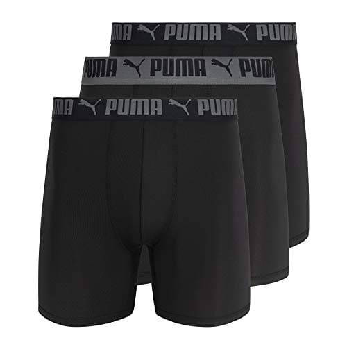 PUMA Men's Athletic Fit Boxer Briefs, Castlerock, Large, Pack of 3