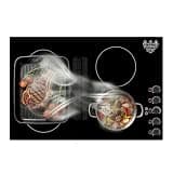 GTKZW 30" Induction Cooktop with Downdraft: 4 Burner 6000W Built-In Electric Stove | BBQ Bridge Burner & Recirculating Vent | Safety Lock & Timer | 220V-240V