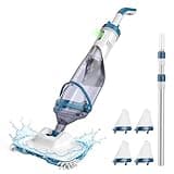 ENHULK Pool Vacuum for Above Ground Pool, Upgraded 13.4" Wide Head & Telescopic Pole, 18.5 GPM Powerful Suction, 60 Mins Runtime, Cordless Handheld Rechargeable Pool Cleaner for Inground Pools, PC15