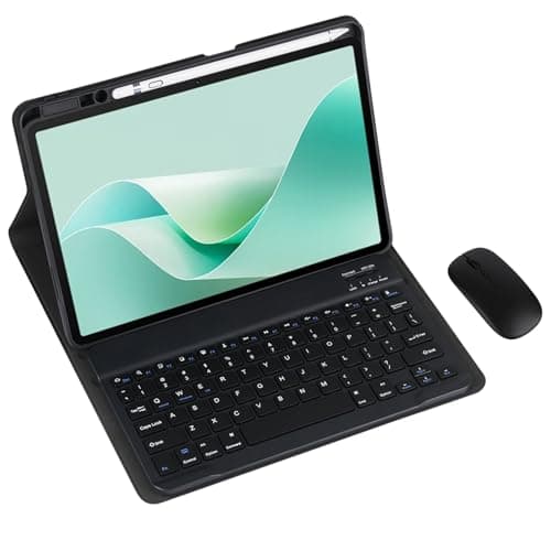 Magnetic Detachable Wireless Keyboard & Mouse Combo with Built in Pen Holder Leather Cover for Huawei MatePad 11.5-inch (2024) Tablet Keyboard Case (Black,Normal and Mouse)