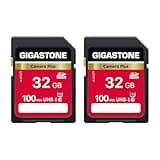 GIGASTONE 32GB SD Card 2-Pack, Camera Plus, UHS-I U1 Class 10 SDHC Memory Card Full HD Video for Digital Camera, with 2 mini Cases