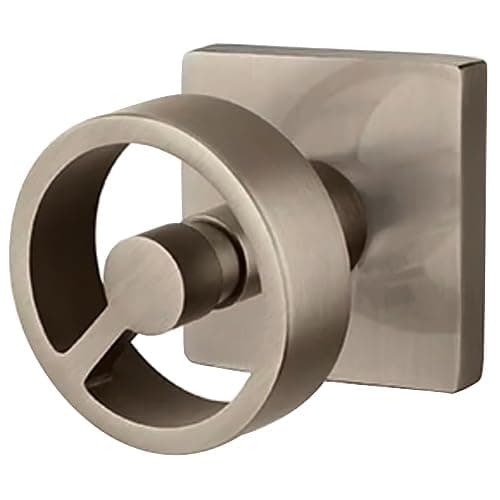 Emtek Spoke Knob - Studio Brass - Square Rosette (Privacy, Pewter, Left-Sided)