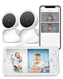 ARENTI Baby Monitor with 2 Cameras, 2K/3MP WiFi 6 Camera and Audio, 5-inch Wireless Screen, Smartphone App, Super Night Vision, Crying Detection, Auto Tracking, Temp&Humidity Sensor (D3 Set)