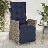 LPERTGFHU Outdoor Reclining Patio Chair with Footrest, Adjustable Backrest Garden Lounge Seat, Poly Rattan Wicker Chair for Backyard Deck Lawn Porch, Gray