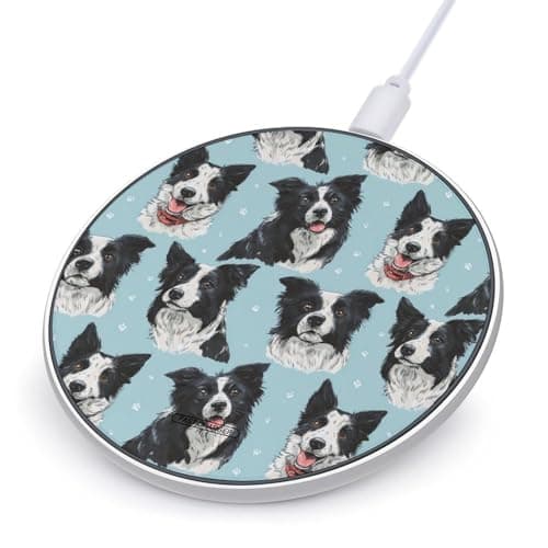Border Collie Dogs Novelty Wireless Charger Funny 10W Fast Charging Pad Mat for Cell Phone