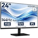 KOORUI 24" FHD IPS PC Monitor, 144Hz Adaptive Sync, Eye Care, Tilt Adjustable, HDMI & VGA, VESA Mount for Home Office, Streaming and Casual Gaming