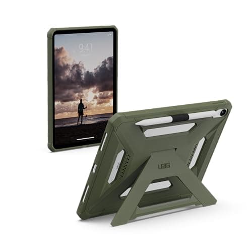 URBAN ARMOR GEAR UAG Designed for iPad 11" A16 Case 11th Gen 2025 A3354 A3355 - Rugged Protective Cover with Kickstand and Pencil Holder, Scout+ Plus Olive