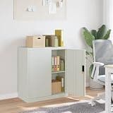 KFPOERTFGD 2-Door Metal File Cabinet, Industrial Steel Storage Organizer with Lock, Heavy Duty Office Cabinet for Home Office, Light Gray, 31.1 x 15.7 x 35.4 Inches