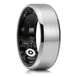 King Will 8mm Men's Silver Smart Rings, Matte Surface Beveled Edge, Waterproof Wedding Band, Comfort Fit Size 10