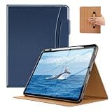 MoKo Case for iPad Air 13-inch (M4) 2026 / (M3) 2025 / (M2) 2024 with Pencil Holder & Hand Strap & Pocket, Premium Leather Folio Stand Cover, Multiple Viewing Angles, Dark Blue
