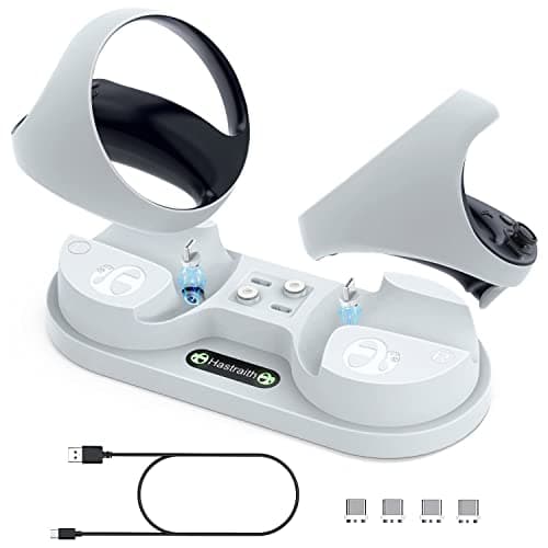 Hastraith Charging Station for PSVR2 Console with Quick Charge Port for PS VR2, Non-Slip Portable Heat Dissipation Holder with Charging USB C Cable Compatible with PS VR2 Dock Stand Accessories, White