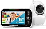 GoodBaby Baby Monitor with Camera and Audio - No WiFi, Remote Pan-Tilt-Zoom, Night Vision, Temperature Sensor, 2-Way Talk, 8 Lullabies, 30-Hour Battery Life，960ft Long Range