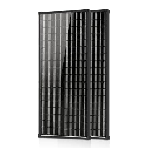 200 Watt Solar Panel, 18BB N-Type 18V Solar Panel, 25% High Efficiency Monocrystalline PV Modules IP68 Waterproof for RV, Marine, Rooftop, Farm, Trailer, Home Off-Grid System, Black (100W-2pcs)