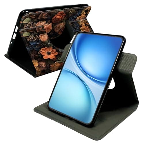 Cdkfxjy Case for Samsung Galaxy Tab A9 8.7 Inch 2023, 360° Rotating Stand Cover with Auto Wake Sleep, Premium PU Leather Folio Protective Shell,Floral Flowers
