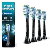 Philips Sonicare C3 Two-in-One Genuine Replacement Electric Toothbrush Heads, for Deep Plaque Removal and Whitening, 4 Pack One Year Supply, Black, HX9044/95