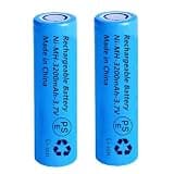Svenirven 3200mAh Hight Capacity 2Pack Ni-MH Batteries 3.7V 3200mAh Flat Top Rechargeable Battery, 3.7v 11.84wh Rechargeable Batteries, for LED Flashlight, Headlamps, Doorbells, RC Cars