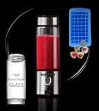 Portable Smoothie blender ROSEVIEW Glass bottle USB rechargeable mini Handheld Ice Shakes Cup 2 speed blend juicer Cordless Personal smoothies maker Fruit mixer (Carbon Steel)