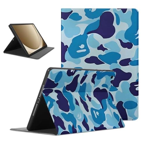 Unique Blue Camo Tablet Case for Samsung Galaxy Tab S9 11" SM-X710/X716B, Aesthetics Cool Camouflage Pattern Design Slim Lightweight Shell Stand Cover with Auto Wake/Sleep Case for Boy Men Girls