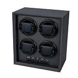 Mcbazel Watch Winder for 4 Automatic Watches, 5 Rotation Modes Watch Box Case with Super Quiet Motor, Ideal Gift for Men, Beloved, Women, Father - Ebony Pattern