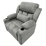 Garvee Oversized Electric Recliner Chair, Massage & Heat, 150° Recline, Silent Brushless Motor, Dual Memory, USB, Side Pockets, Grey