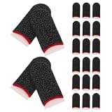 Homoyoyo 20 Pair Gaming Finger Sleeves for Mobile Gaming Breathable Fiber Thumb Covers with Sweatproof Design for Smartphones and Touchscreen Devices Comfortable Gamer Finger Gloves