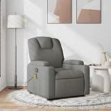 HKLGBVCR Dark Gray Fabric Massage Recliner Chair with 6 Vibration Points, Manual Reclining to 135 Degrees, Two Cup Holders and Side Pocket, Powered by USB