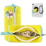 Shoe Washing Machine Bag Reusable Sneaker Washing Bag with Built-in Fluffy Brushes for 360° All-Around Cleaning, Laundry Shoe Bag is Designed for Washer and Dryer （Yellow 2pcs）